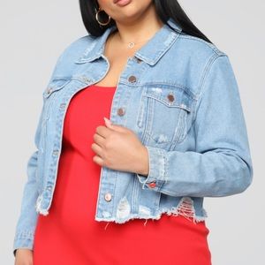 Fashion Nova “never give up” jean jacket